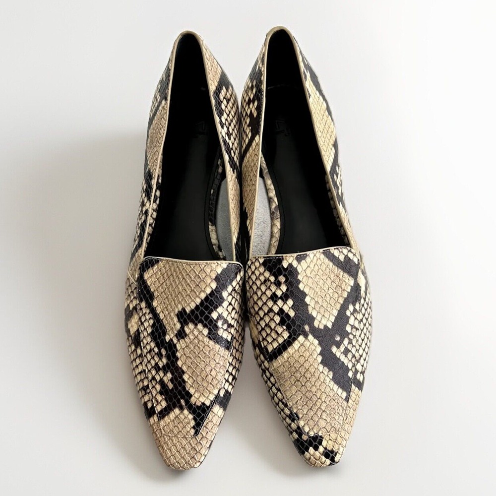 MARC FISHER LTD Size 8 Enaba Loafer Snake‎ Print LEATHER Pointed Toe Flats